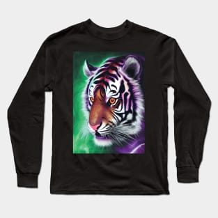 Psychedelic Tiger | Colorful Tiger Art | Astral Tiger Painting | Beautiful Multicolored Tiger Long Sleeve T-Shirt